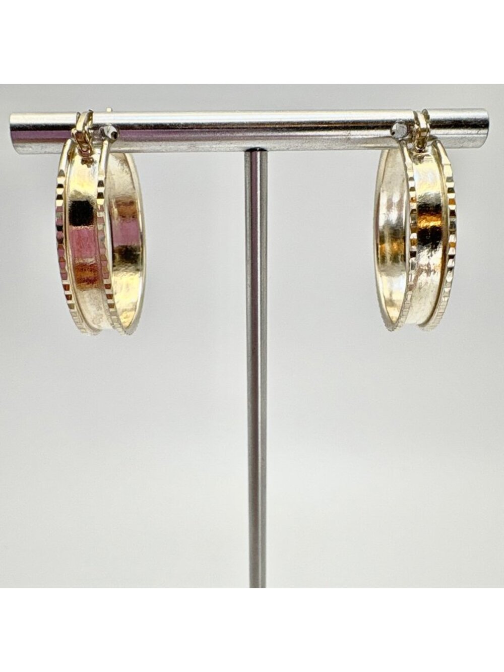 Hoop Earrings Sterling Silver 925 Hinged Posts 6mm Wide Size 1" Diameter